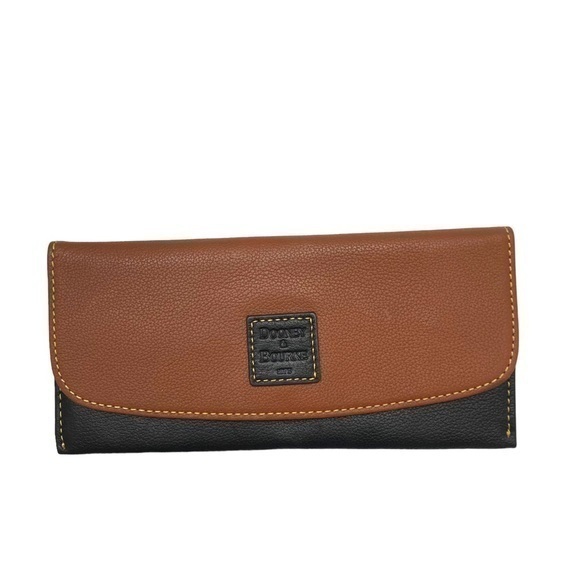Dooney & Bourke Handbags - Dooney and Bourke brown & black leather slim colorblock wallet
